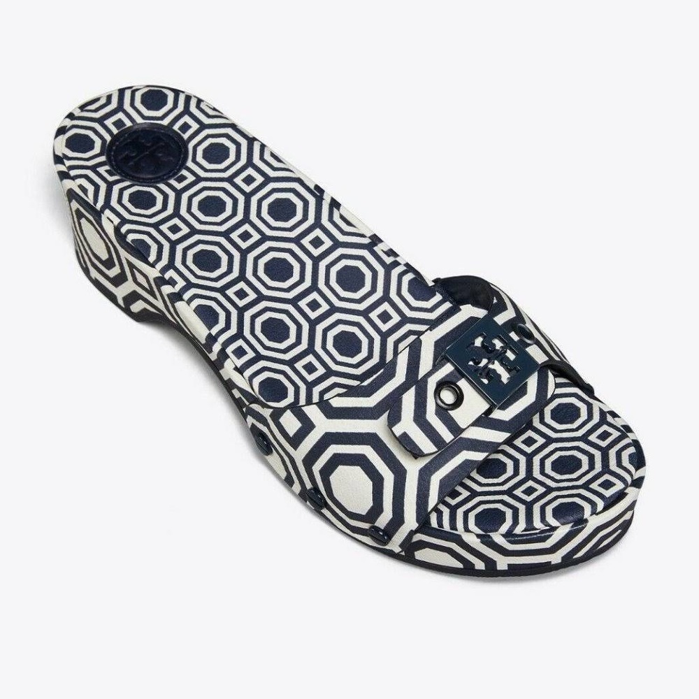 Tory Burch Noah Navy Leather Slides Size 7 1/2 - Picture 16 of 16